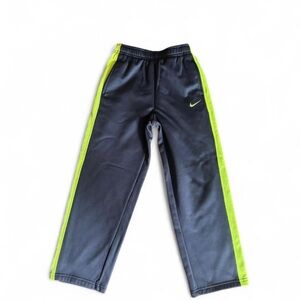 Nike Boys Therma-FIT Fleece Sweatpants Gray Neon Yellow Size 7
